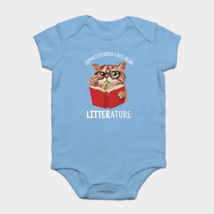 Cute Kitten Reading a Book Funny Baby Bodysuit